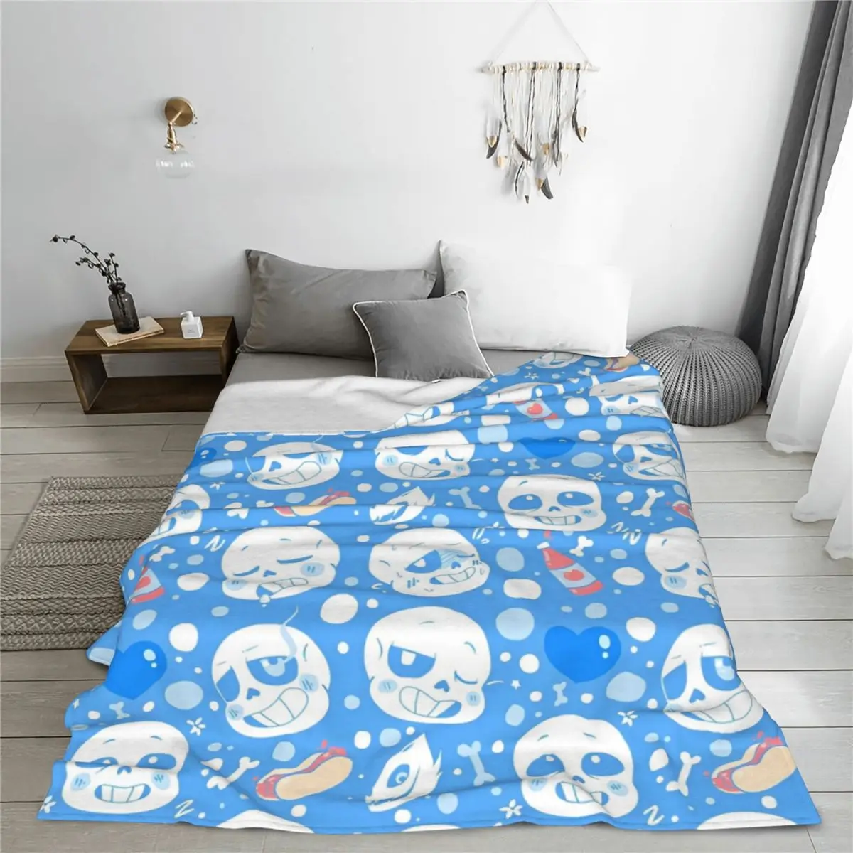 Undertale Sans Game Skeleton Cartoon Knitted Blanket Anime Fleece Throw Blanket Couch Printed Ultra-Soft Warm Breathable Quilt