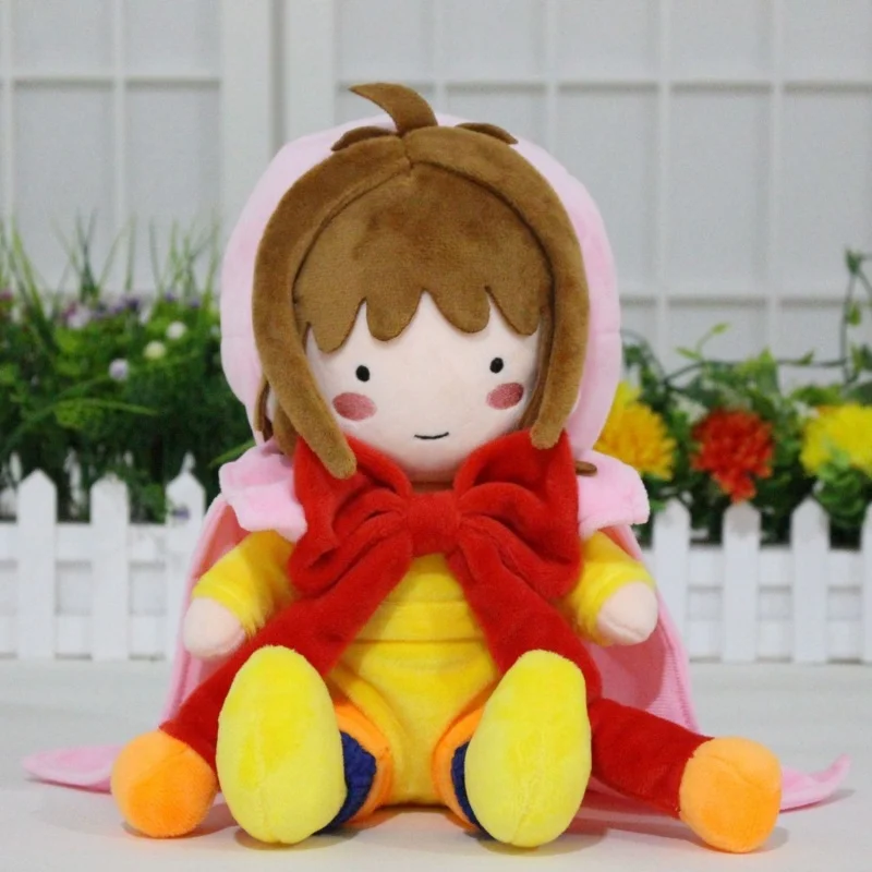 

About 25Cm Cardcaptor Sakura Same Style Pink Cloak Red Bow Soft Plush Pp Cotton Filling Doll Bedside Ornament Comfort Toy Gift