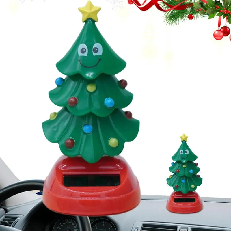 Bobblehead Christmas Tree Solar Swinging Tree Novelty Car Shaking Head Dancer Doll For Desk And Dashboard Decor Kids