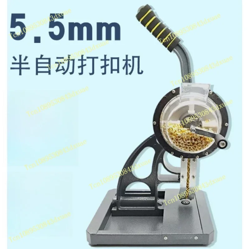 5.5/6/ 8/12mm Semi-Automatic Grommet Machine for Banner Fabric, Self-Punching Eyelet Press with Movable Wheels for Ad Cloth
