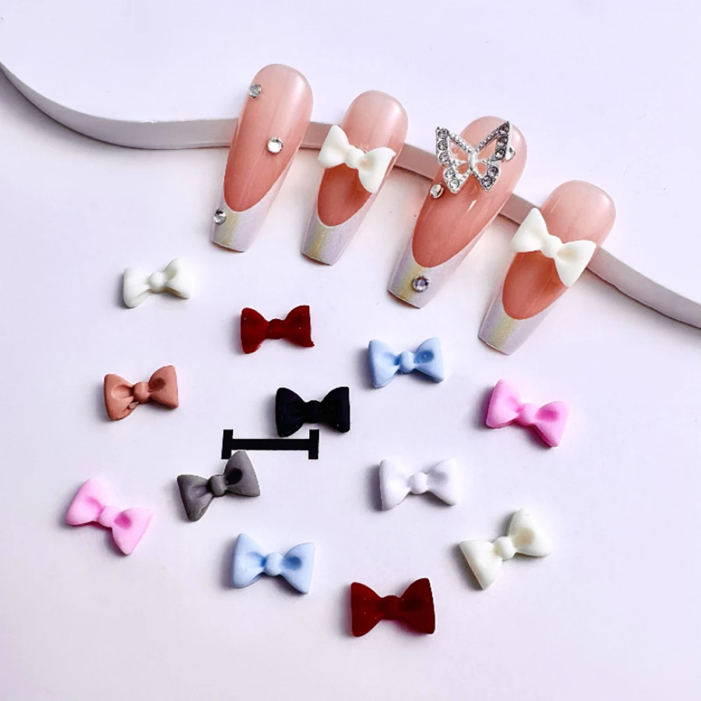 

50pcs Kawaii 3D Mini Bowknot Nail Art Charm 3D Fairy Girls Bowtie Nail Decor Parts DIY Japanese Design Manicure Accessories