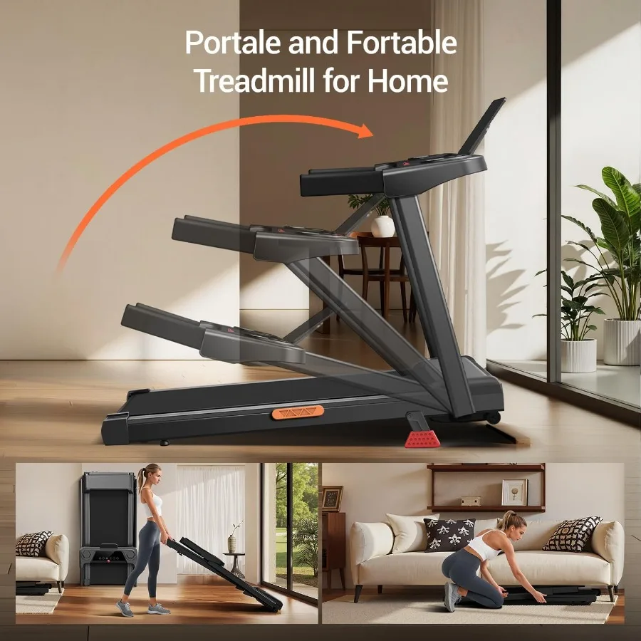 Treadmills for Home with Incline, Foldable Treadmill with Handle