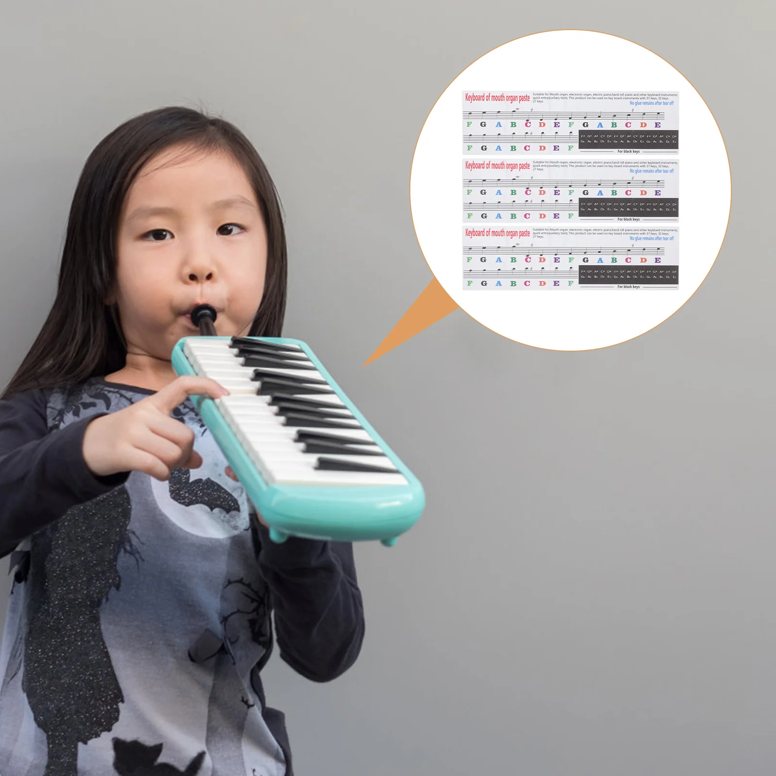 

3Pcs Melodica Keyboard Stickers Simple Design Tool for Practice Melodica Scale Decals Harmonica Accessory