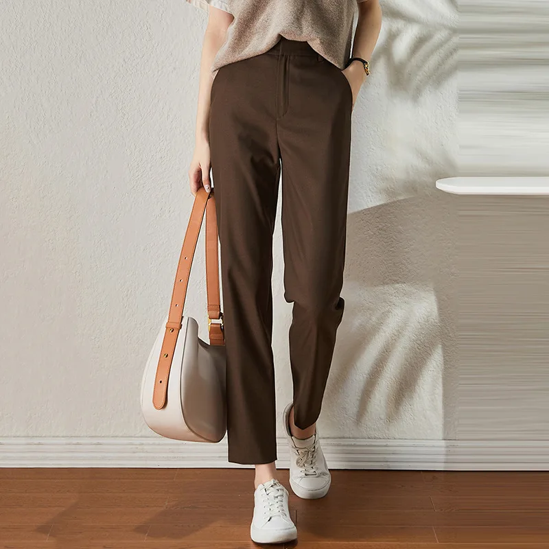 Casual Ankle-length Suit Pants Women Spring Fall Straight Trousers Korean Office Lady Pantalones Formal Elegant Baggy Spodnie