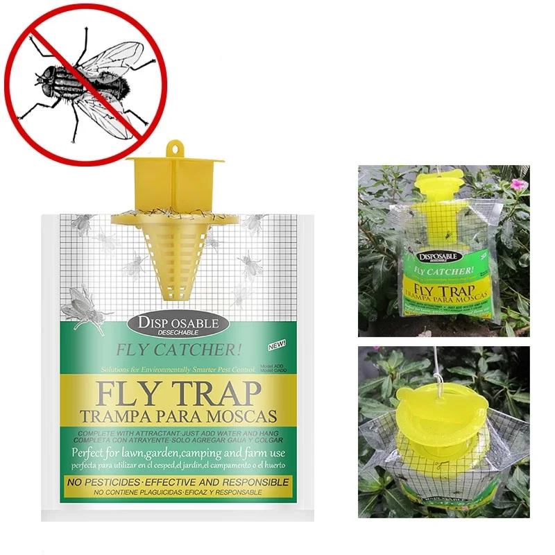 6pcs Hanging Fly Trap Disposable Fly Catcher Bag Mosquito Trap Catcher Fly Wasp Insect Bug Killer Flies Trap For Outdoor