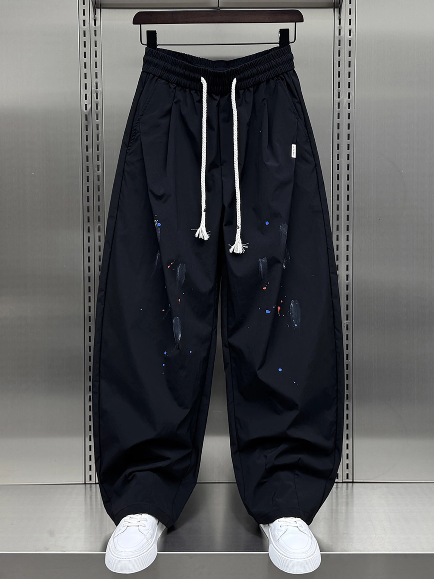 

MUSONMU Men's Casual Straight Leg Workwear Pants Summer Thin Qui Dry Spray Ink Loose Fit Faionable Urban Sle