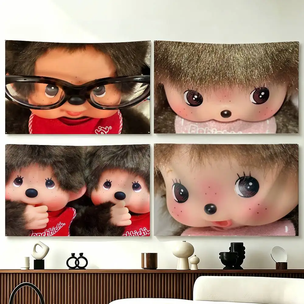 Cute Kawaii M-Monchhichi-S Flags Wall Hanging Tapestry Outdoor Garage Room Decorative flag Background Blanket