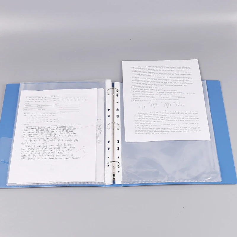 1Set Office Materials Storage Folder Loose Leaf Transparent Data Book File Organizer