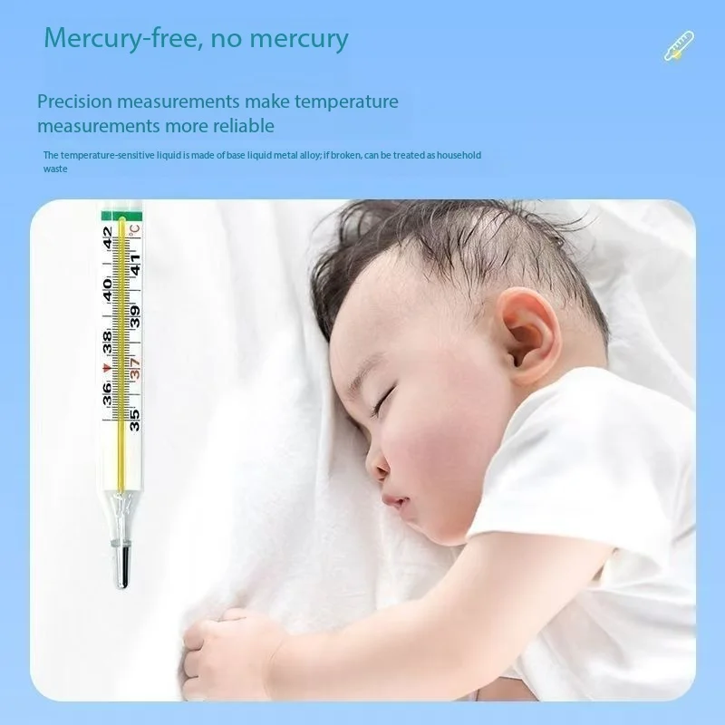 Mercury Free Glass Thermometer No Hydrargyrum Eco-friendly Celsius Large Screen Precise Clinical Thermometer For Adults Children