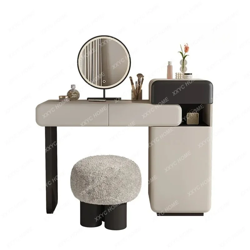 Solid Wood Dresser Bedside Table Integrated Small Apartment Master Bedroom New Light Luxury Minimalist Cream Style Makeup Ta