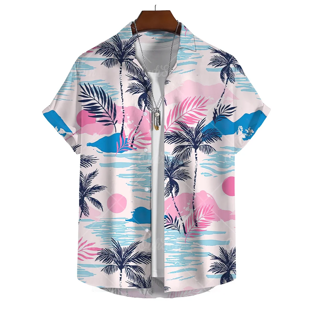 Chemise hawaïenne à manches courtes AMP Tree pour hommes, haut décontracté, vêtements de luxe à la mode, plage, fête, nouveau, 3D