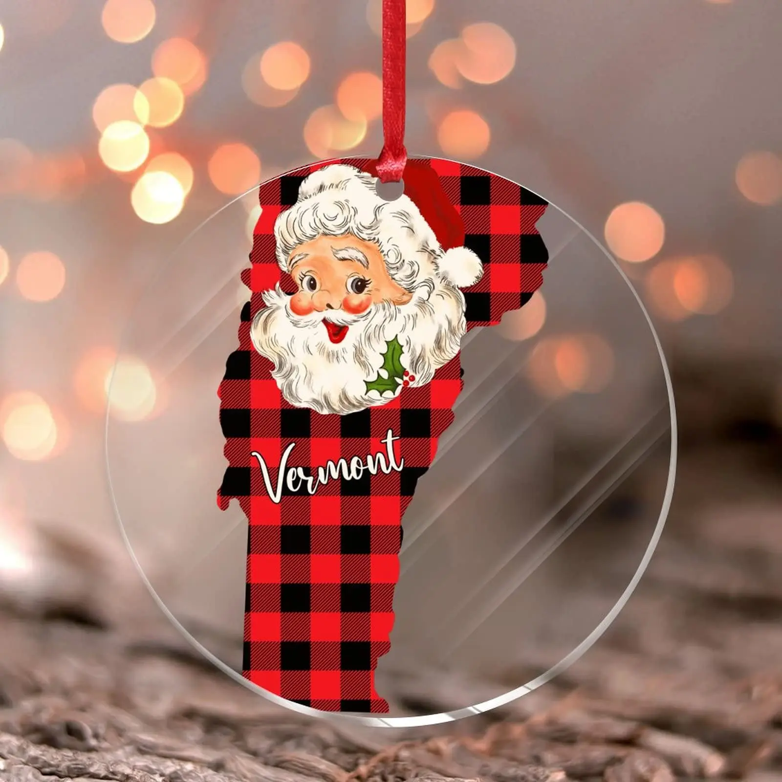 Indiana Christmas Hanging Ornaments State Shaped Map Xmas Tree Decoration Round Acrylic Ornament Pendant for Friends Families