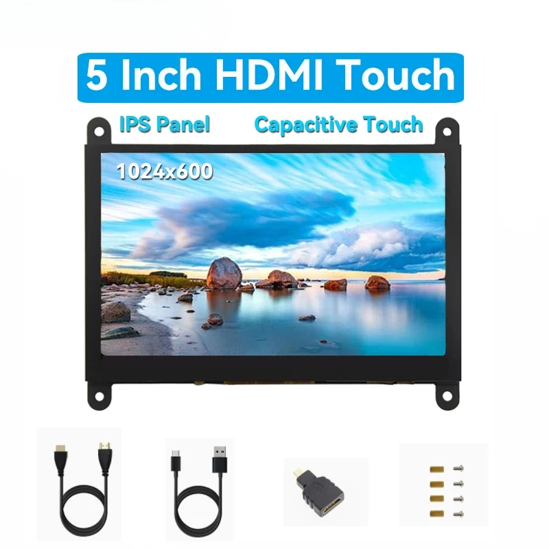 Raspberry Pi 5 5.0 inch IPS Screen LCD Display 5 1024X600 OSD-compatible PC Monitor Raspberry Pi 3B+ 4B PS4