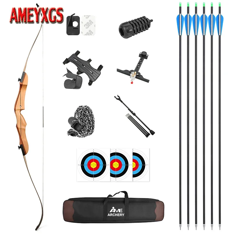 

Recurve Bow Spine 500 Mixed Carbon Arrow 66" 68" 70" Archery 14-40Lbs Takedown Split Bow for RH Shooting Hunting Target Training