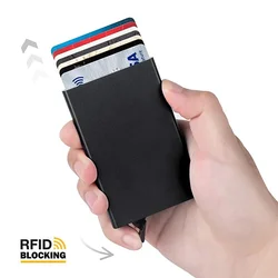 Rfid Smart Wallet Card Holder Metal Thin Slim Men Women Wallets Pop Up Minimalist Wallet Small Black Purse Vallet Walets for Men