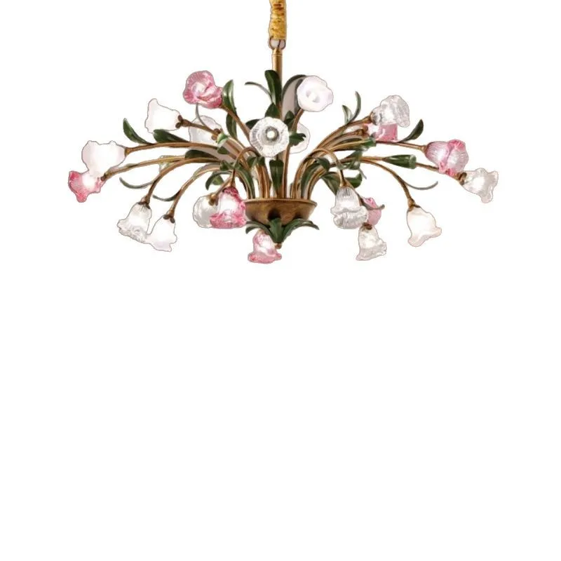 

Hall crystal chandelier pastoral art lighting American retro glass living room chandelier bedroom