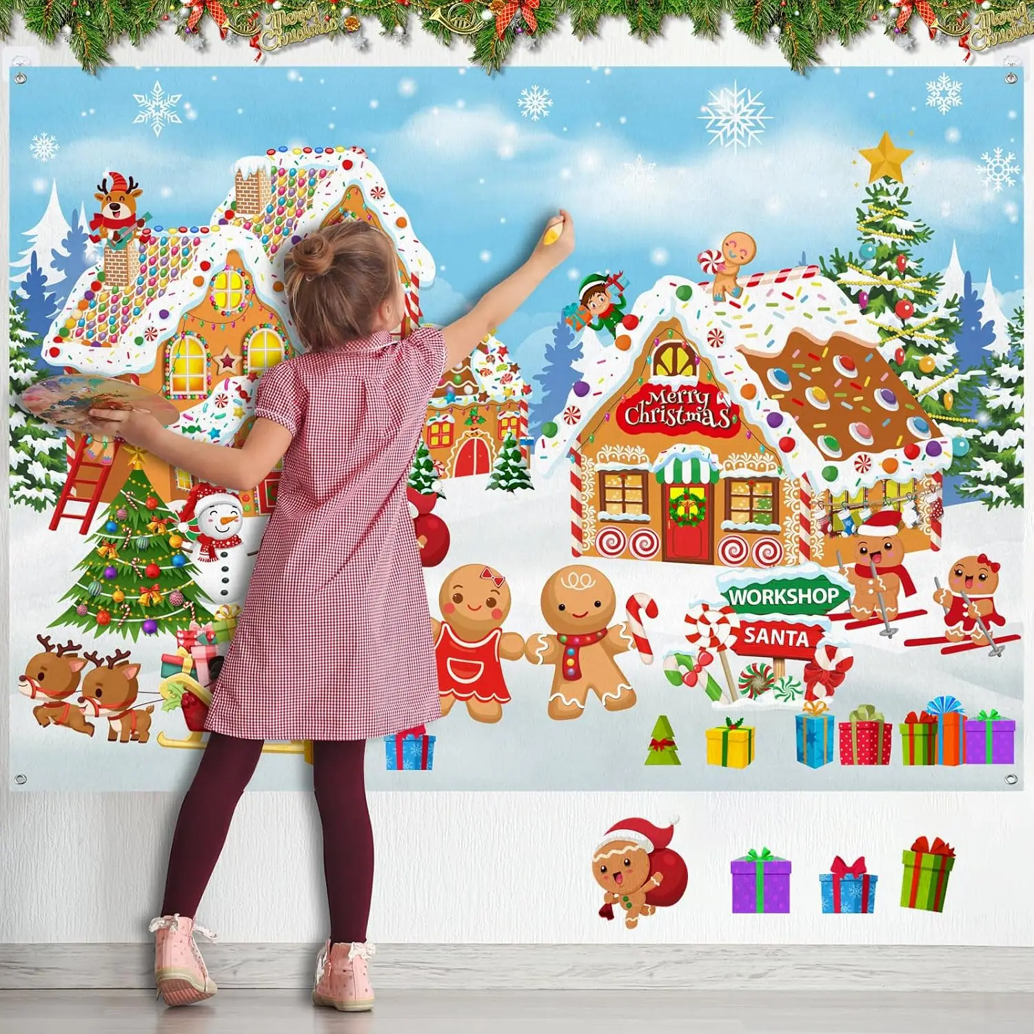 Montessori Filz Story Board Weihnachten Halloween DIY Lernen Interaktives Spielspielzeug, Party Dekoration Lieferungen Wandbehang Geschenk