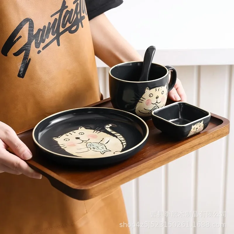 Round Acacia Wood Serving Tray Cake Dessert Food Tray Rustic Farmhouse Coffee Table Decor Jewelry Storage Tray