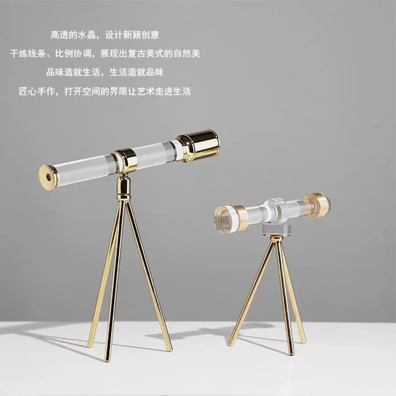 1Pc Crystal Binoculars Telescope Ornament Home Decoration Bedroom Living Room Ornament Binocular Astronomy Gift Home Decor
