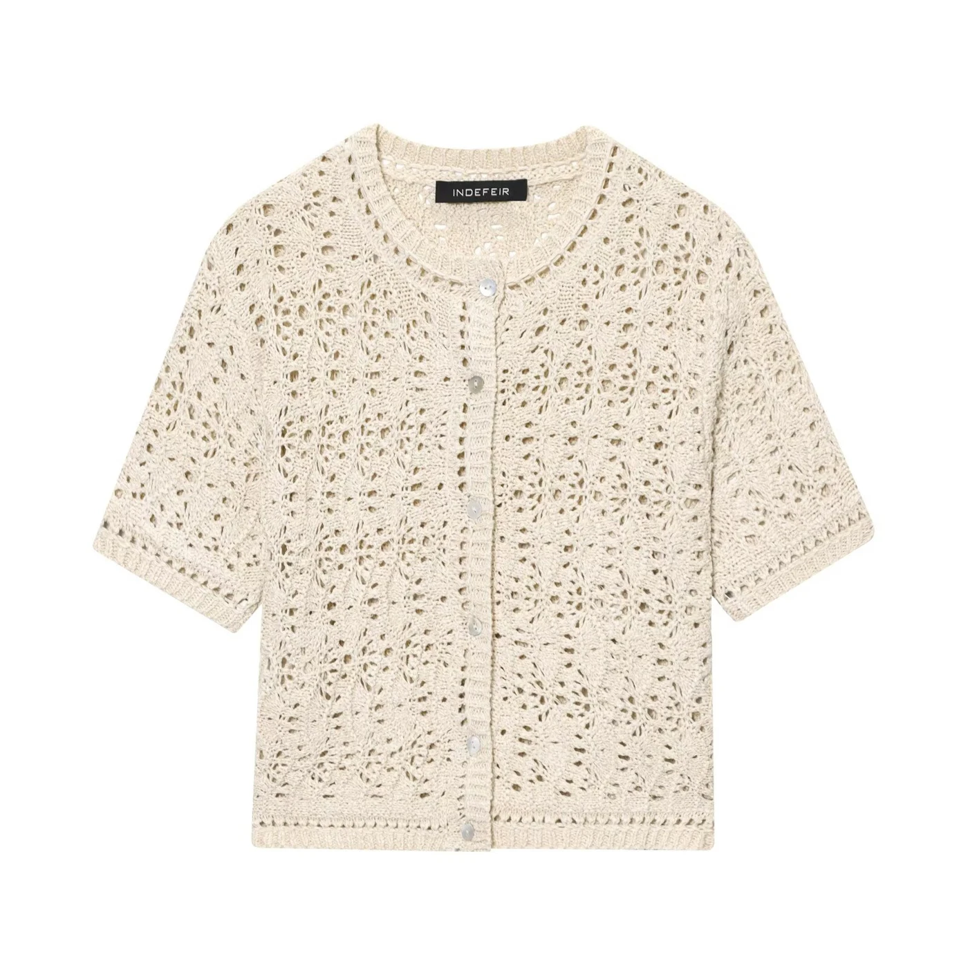 

Women's Hollow Knit Jacket 2025 New Women's Spring New Fashion Hundred Hollow Round Neck Tops