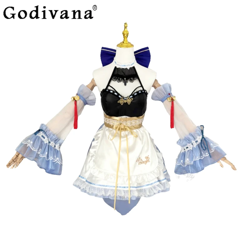 Abito da cameriera cosplay per donna Genshin Impact Set di abiti cosplay di carnevale Gioco anime femminile Abiti da festa di Halloween