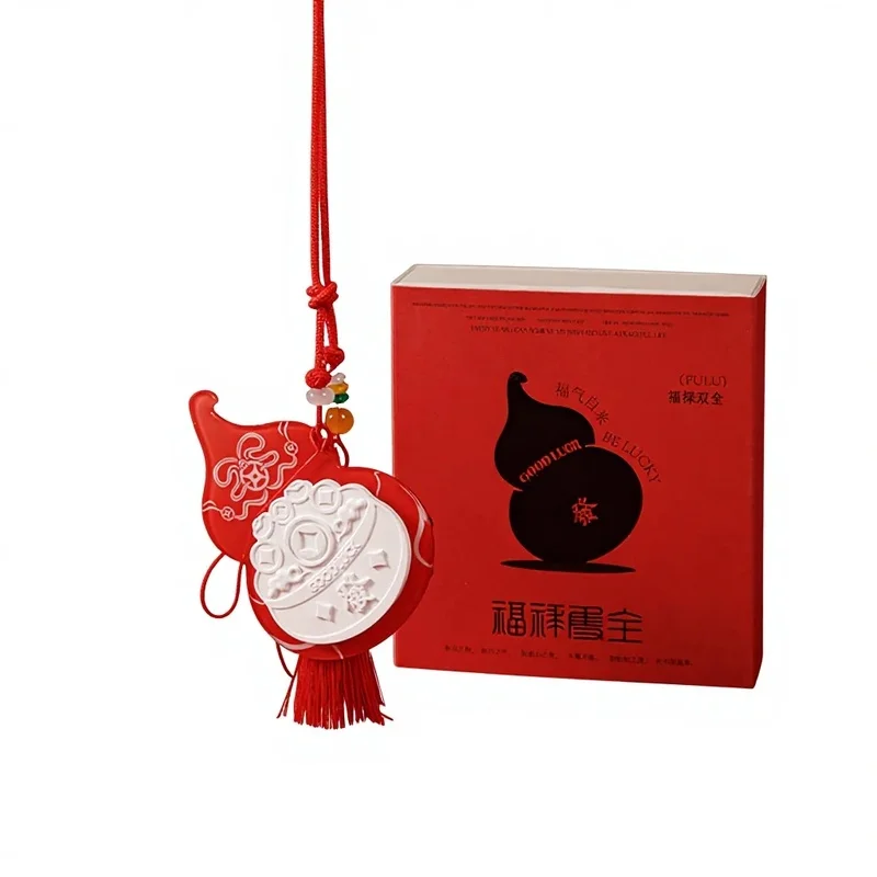 Red Gypsum Aromatherapy Incense Gourd-Shaped Car Pendant Long-Lasting Fragrance Home Decor Box Interior Decoration