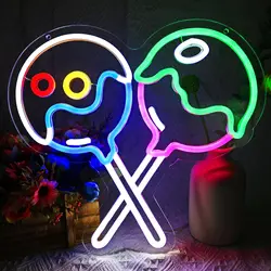 Melted Lollipop Neon Sign LED Neon Light Sign for Wall Decor Candy Land Birthday Party Kindergarten Preschool Classroom Decor