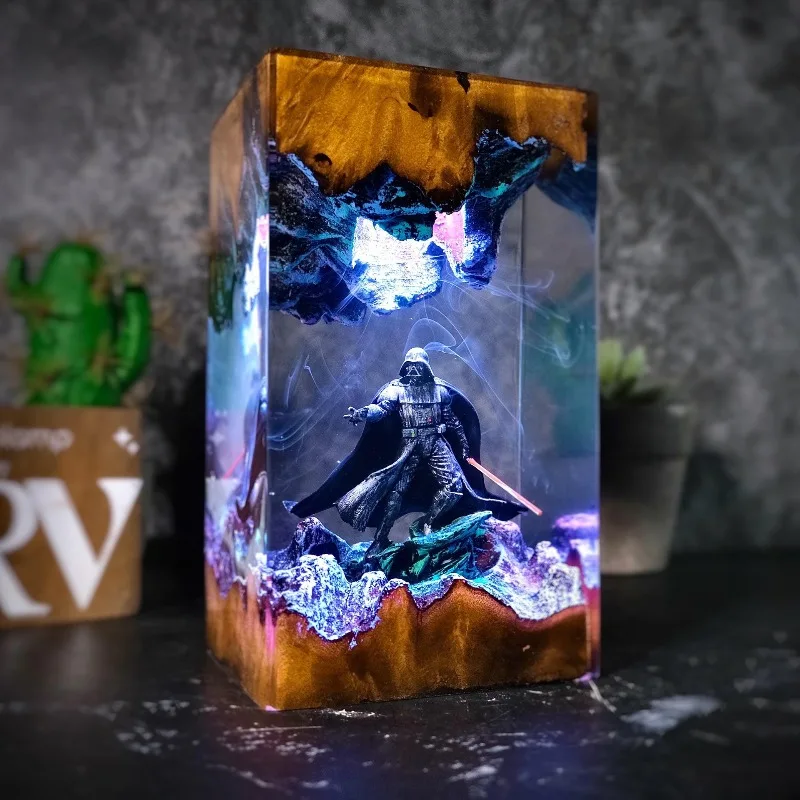 

Star Wars peripheral model night light ornaments resin lamp wooden table Darth Vader lightsaber model table lamp Christmas gift