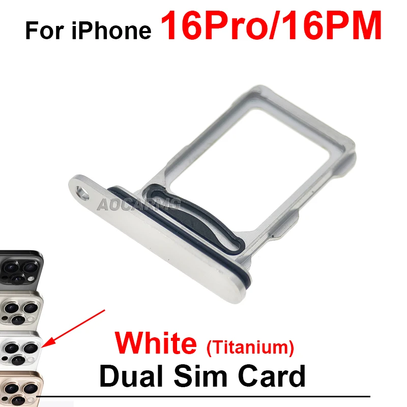 For iPhone 16Pro Max 16 Pro Dual Single SIM Card Sim Tray Holder Slot Black Natural Desert White Titanium Replacement Parts