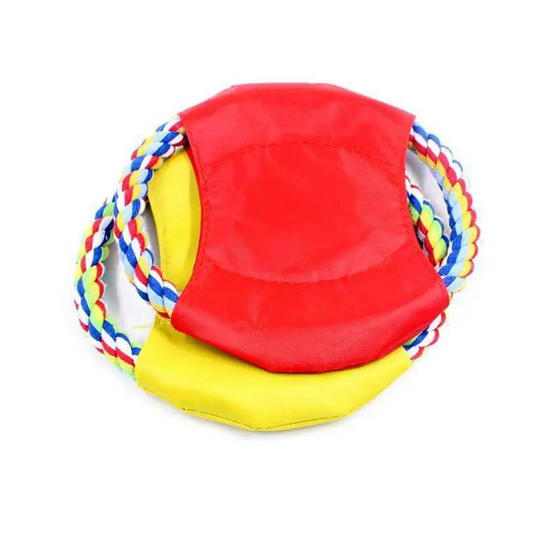 Dog Disc Outdoor Soft Fetching Flying Disc for Dogs Interactive Training Flyer Dog Toy Cotton Rope Toss Pet Disc for Stress