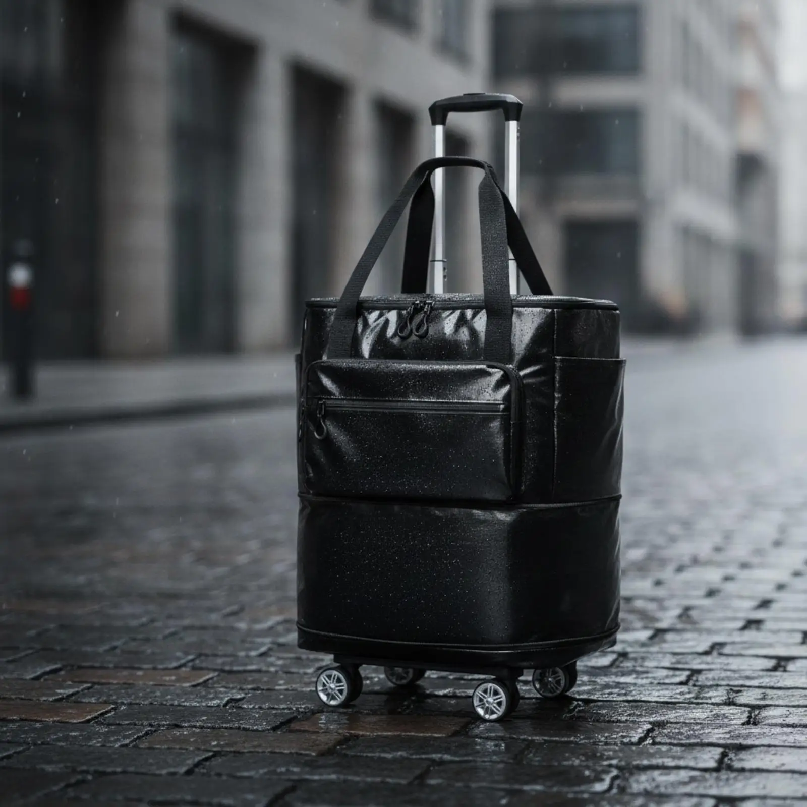 Wheeled Travel Bag Foldable Bag with Trolley Foldable Luggage for Journeyers, Commuters, Hand Luggage, Gym