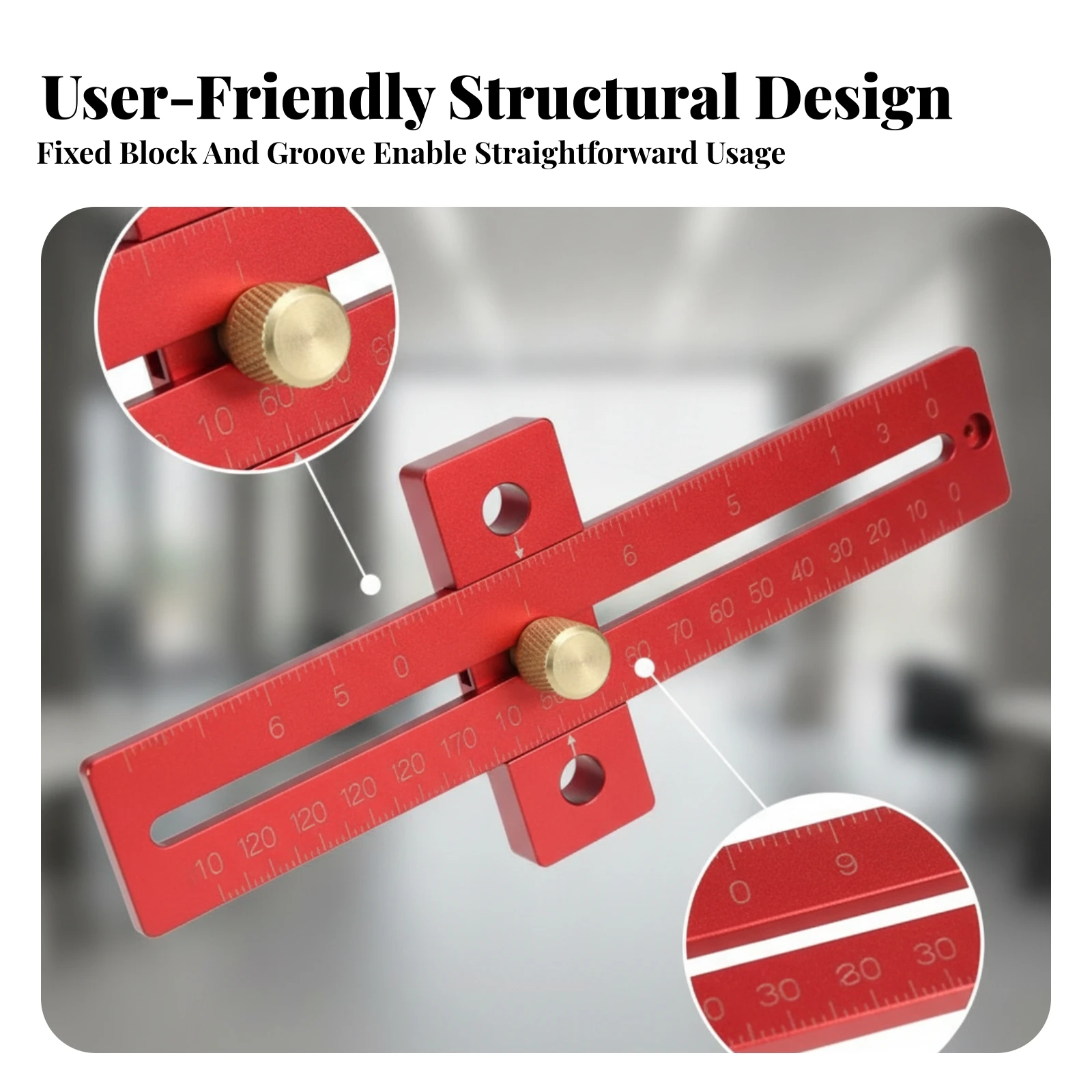 Square Marking Ruler Perpendicular Block Locking Square Ruler Precision Measurement Clear Scale for Woodworking