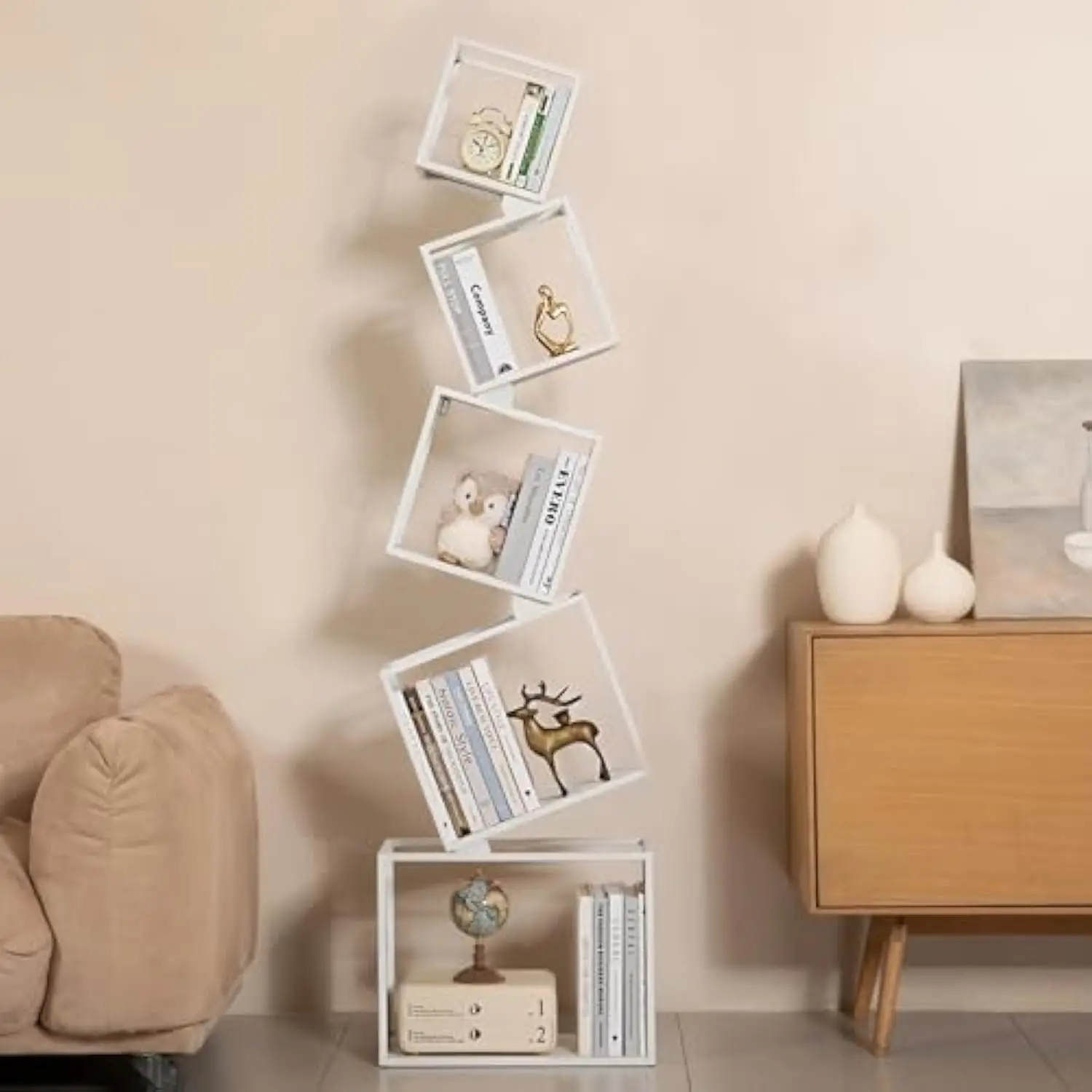 

Bookshelf, 5-层 Bookcase White, 67 Tall White Bookshelf, 5 Tier Bookshelf, Industrial Bookshelf, Modern Book Storage, Storage