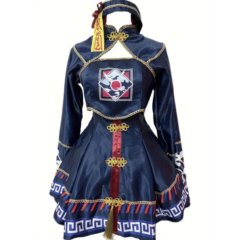 Cartoon Chinese Vampire Cosplay Costume Cute Retro Lolita Dress for Women Cos Outfits Halloween Carnival Role Play Party