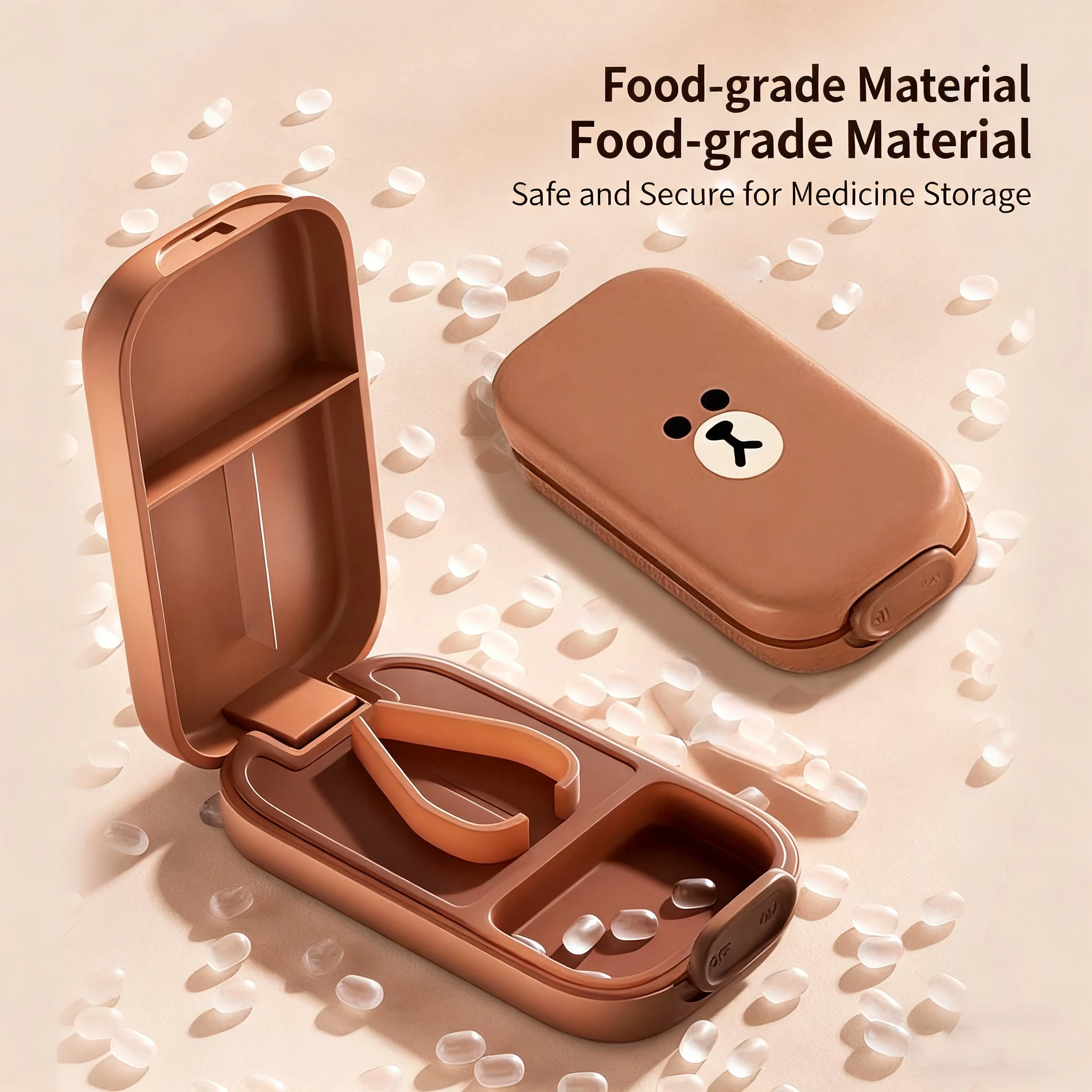 New Pill Cutter with Invisible Storage Box Portable 2 in 1 Mini Drug Tablet Dustproof Divider Organizer Medicine Splitter Holder