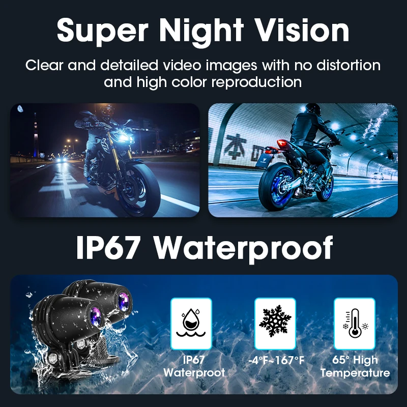 Portable 5" Carplay Motorcycle DVR Multimedia Player Wireless Carplay Android Auto GPS Navigation Moto Monitor Drive Recorder image 6