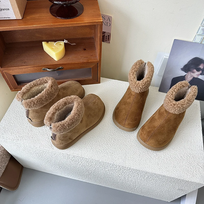 

Children Ankle Boots Suede Warm Round Toes Kids Short Boots Soft Bottom 2026 Brand New Girls Casual Boots Back Zipper Versatile