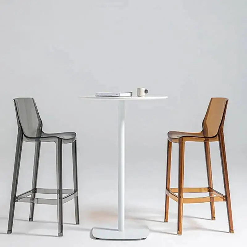 

Luxury Designer Transparent Dining Chairs High Bar Plastic Kitchen Hairdressing Chair Office Bedroom Chaise De Home Furniture