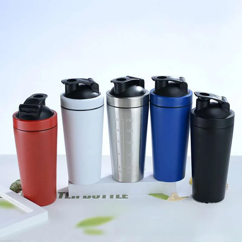 304 Single Layer Stainless Steel Shake Cup Protein Powder Outdoor Fitness Water Cup Large Capacity Sports Water Bottle Termo