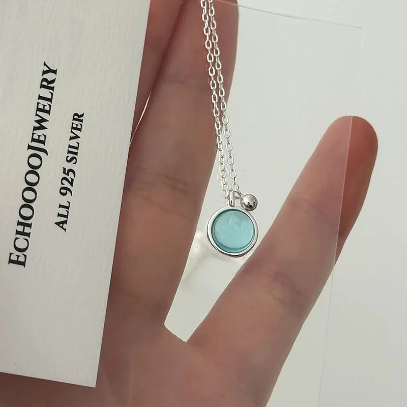 XIYANIKE Summer Blue Crystal Pendant Necklace For Women Girl Luxury Fashion New Jewelry Lady Gift Party Wedding collier femme