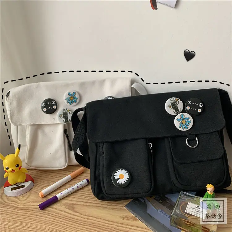 Bolsos cruzados diagonales de lona, moda juvenil, versión informal, bolso de hombro de gran capacidad para mujer, bolso mensajero de Color sólido para mujer