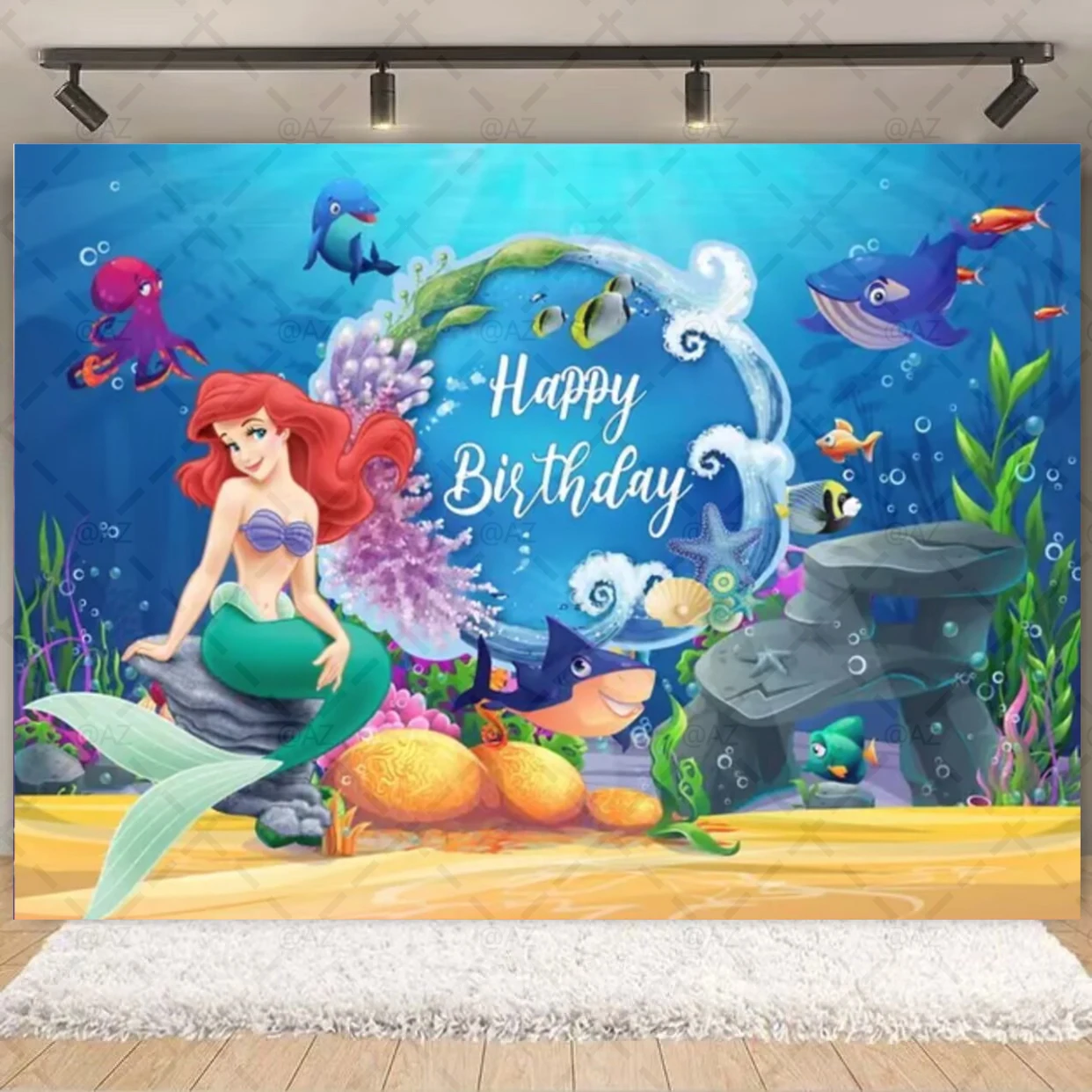 Tło Disney Ariel Księżniczka Mała Syrenka Dekoracja na Urodziny Uroczystość Baby Shower Upominek dla Dziewczynki Rekwizyt do Pokoju