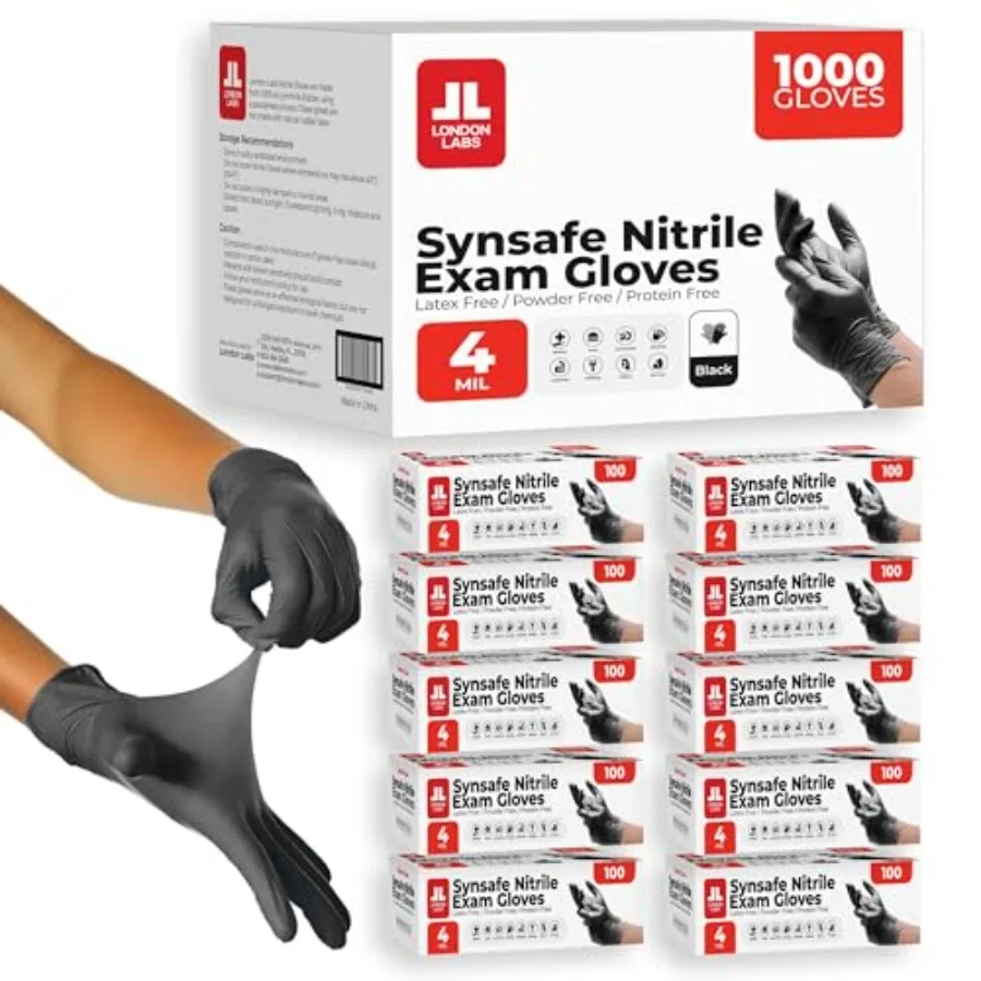 

Одноразовые нитриловые перчатки Synsafe 4 Mil, черные, без латекса, без пудры, особо прочные, для медицинских наборов первой помощи, экстренной помощи, уборки и т.д.