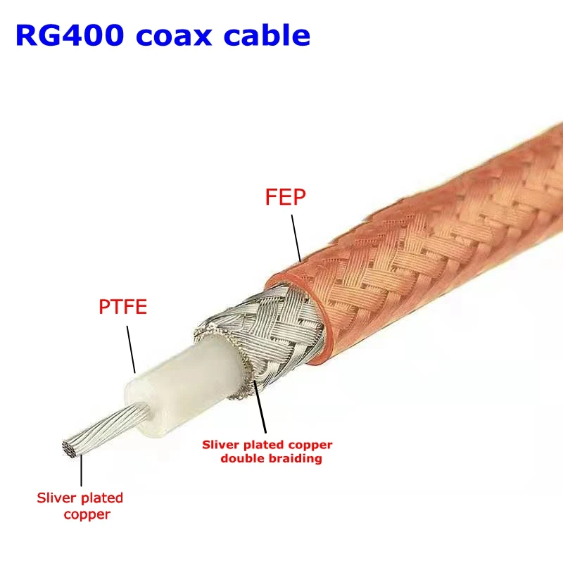 cabo coaxial duplo blindado adaptador friso para conector 50ohm alta qualidade de alta temperatura resistencia cobre rf rg400 rg400 01