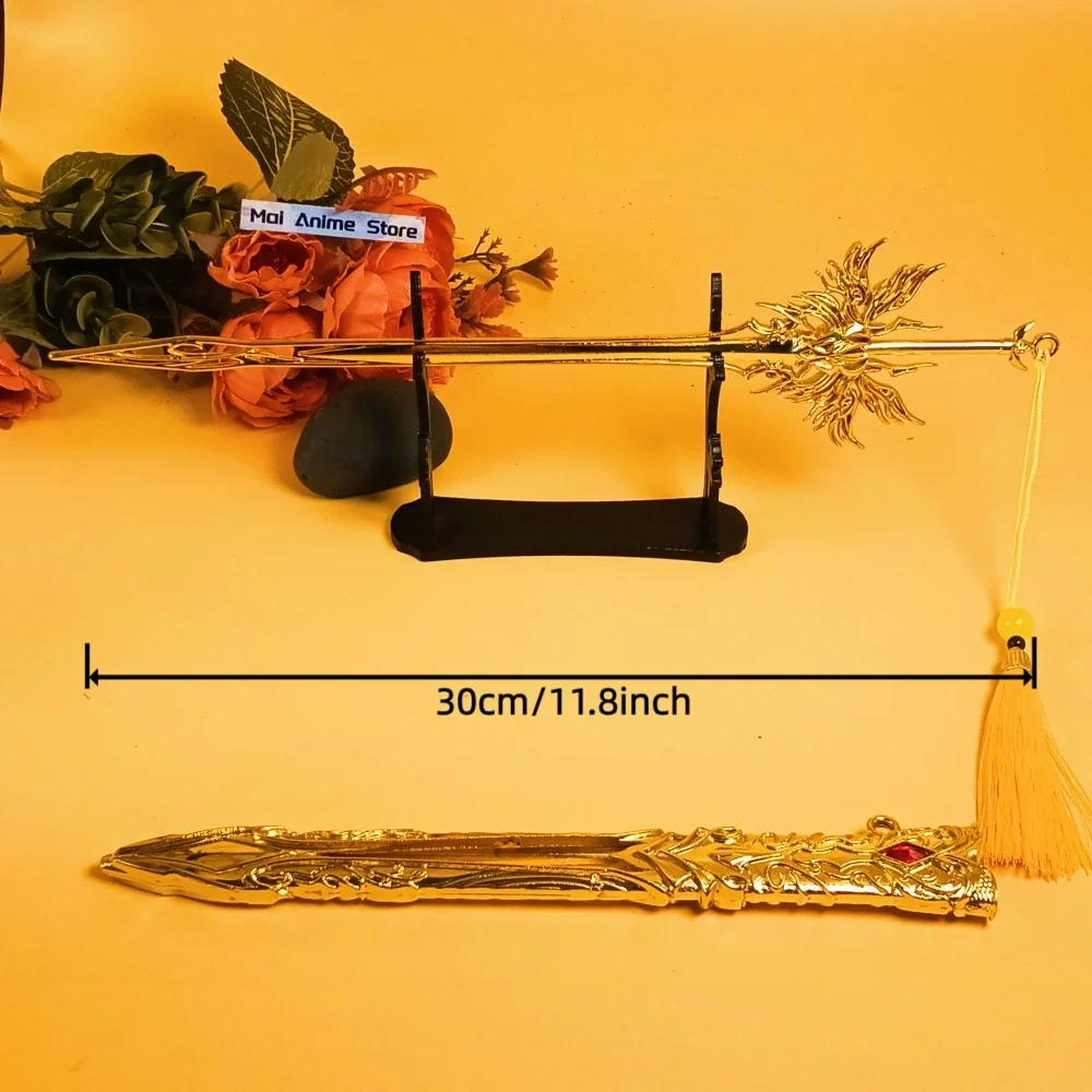 11.6 بوصة الروح لاند كاتانا الأصلي الساموراي صابر أنيمي تأثيري الدعامة الرمح معدن النينجا الحجم الحقيقي اليابانية كاتانا لعبة غير حادة هدية