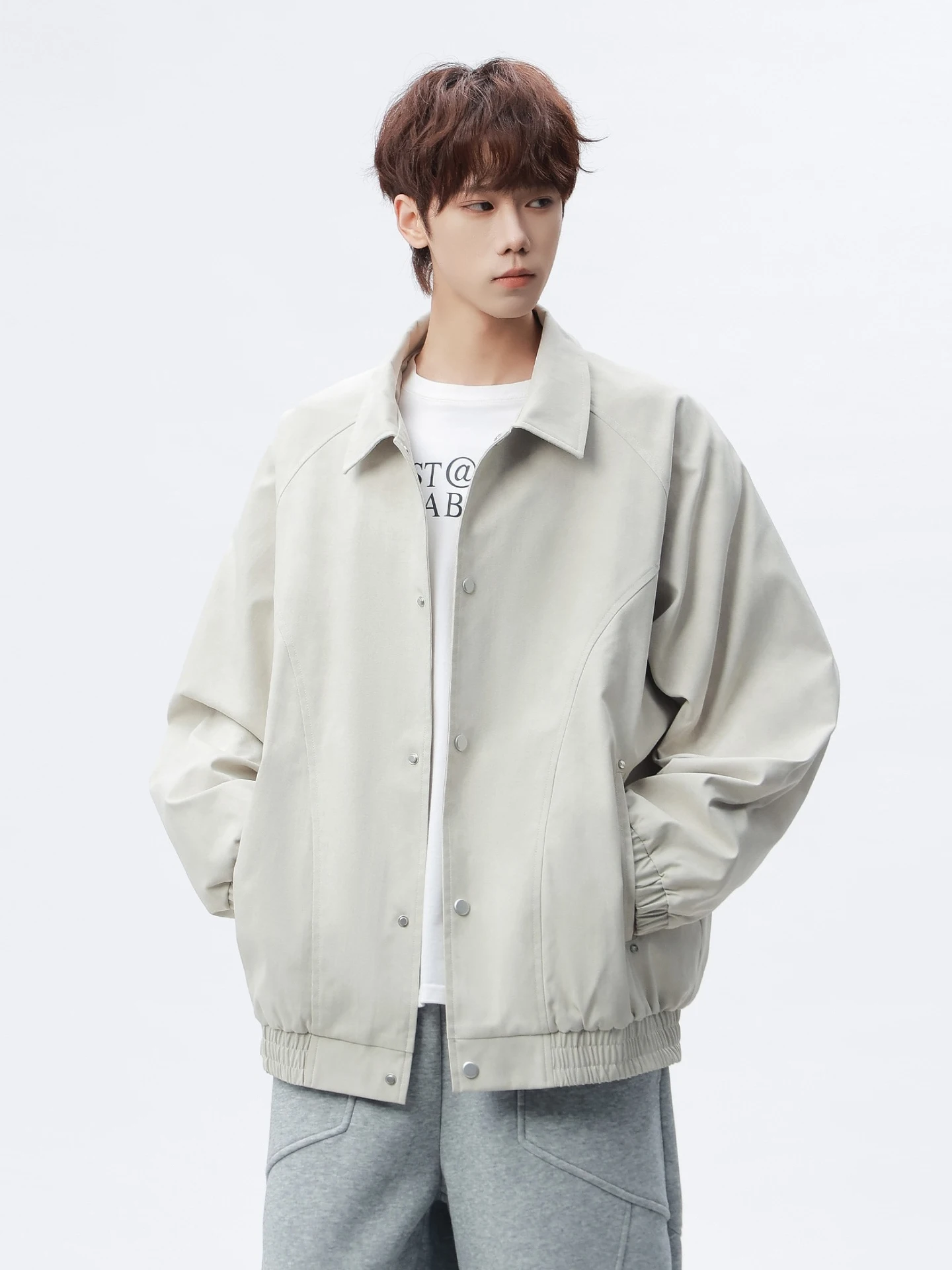 

Loose Fit Casual Jaet Deconstructed Patchwork Collar ex Spring Outerwear for Youth Polyester Fiber Long Sve Coat