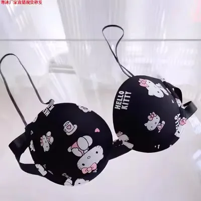 Kawaii Sanrio Bra Set Hello Kitty Sweet Underwear Panties And Bra Set Push-up Bra Comic Underwear Sweet Sexy Pure Desire Bra