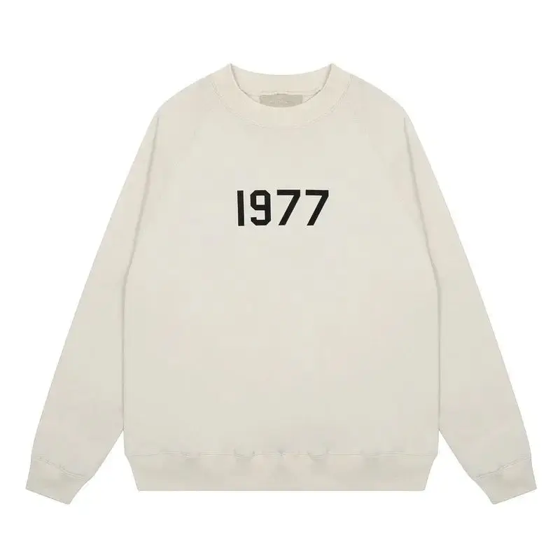 Fog for Men Ss22 Essentials Flocking 1977 High Street Round Neck Sweatshirt for Men Women Hoodies Sweatshirts