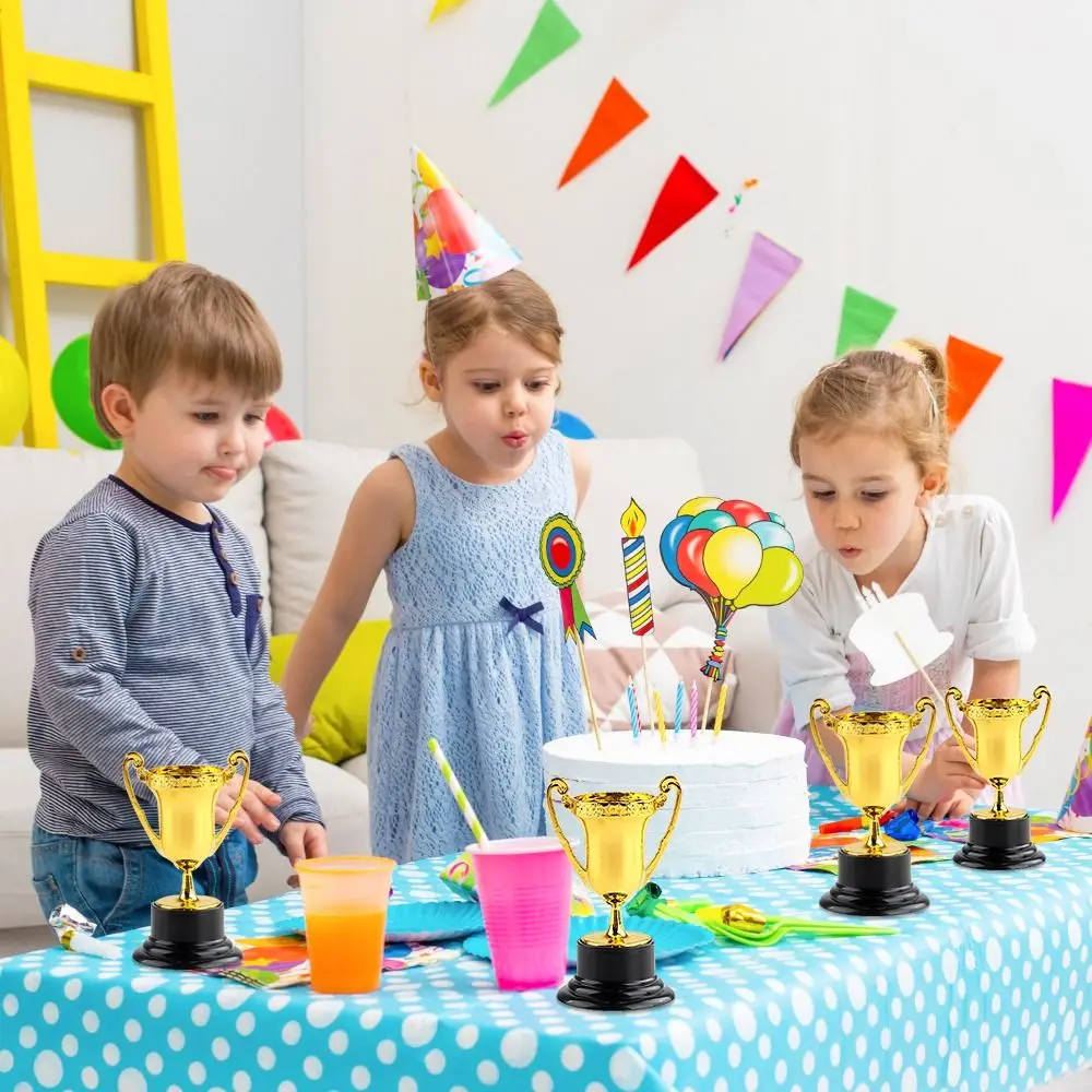 

10 шт., золотой, серебряный, бронзовый, награды, пластиковый трофей для соревнований по футболу, маленький приз, кубок, статуэтка, декор, мини-победитель, награда, игрушка-трофей