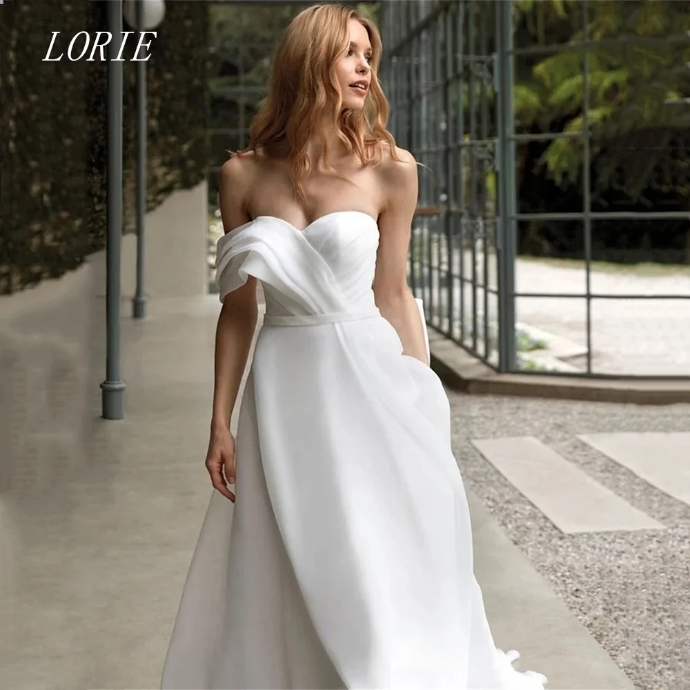 LORIE Luxury A Line Civil Wedding Dress One Shoulder Bridal Dresses Pleat Elegant Engagement Wedding Gown Customized 2026